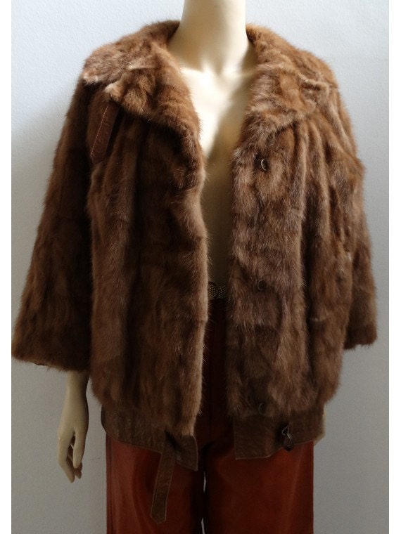 Col En Vison Vintage Années 60 - Manteau Ou Veste Femme - Fourrure Rare