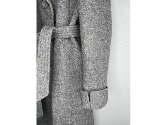 women wool 70s Trench COAT winter grey wool belte… - image 2