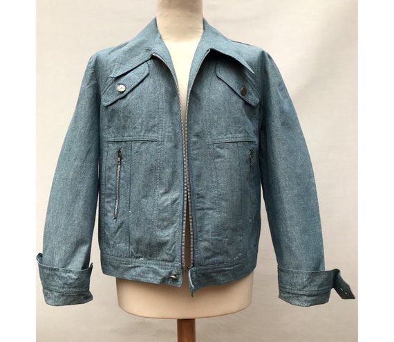 1970s Blue Denim MEN jacket // 1970s denim blaze