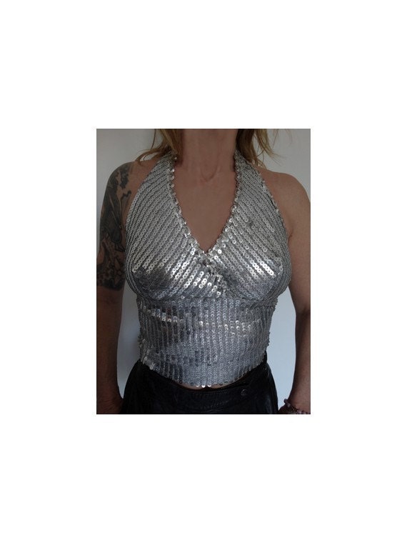1950s Glam Marilyn Monroe Sequins Pinup Halter