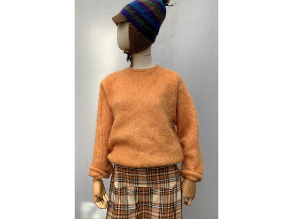 MOHAIR vintage 90s orange SWEATER / mohair Pullove