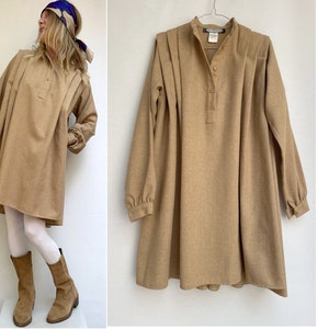 Jean CHANCEL wool brown 80s vintage long sleeves winter DRESS