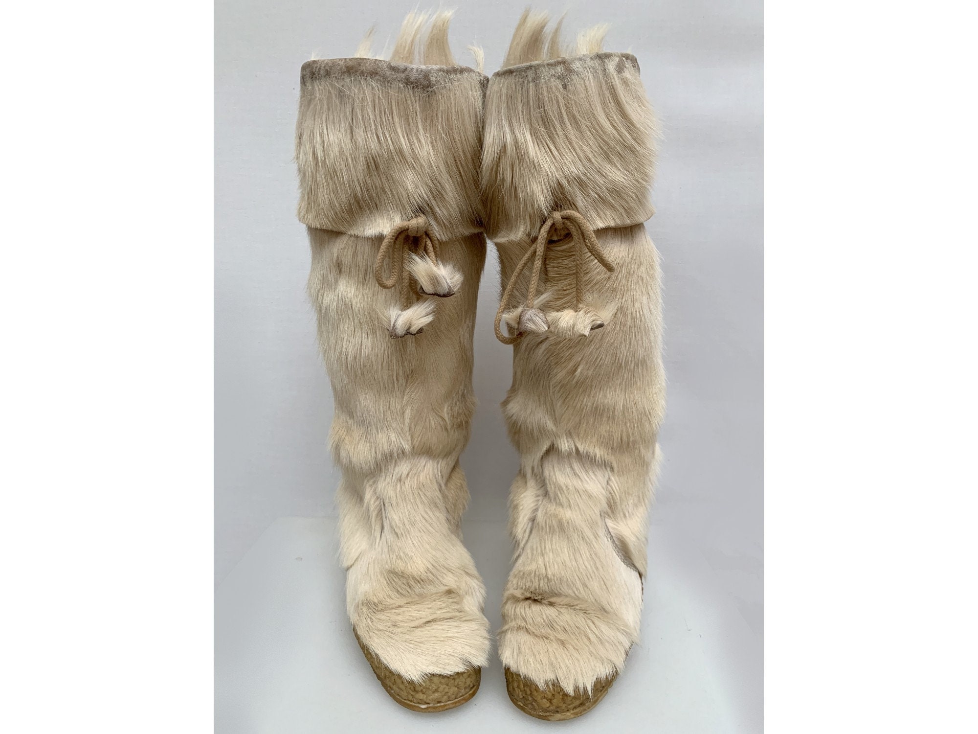 Vintage Goat Hair White Fur BOOTS PICHETTE Fur White Hair Ski - Etsy