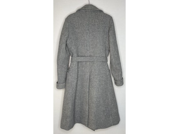women wool 70s Trench COAT winter grey wool belte… - image 10