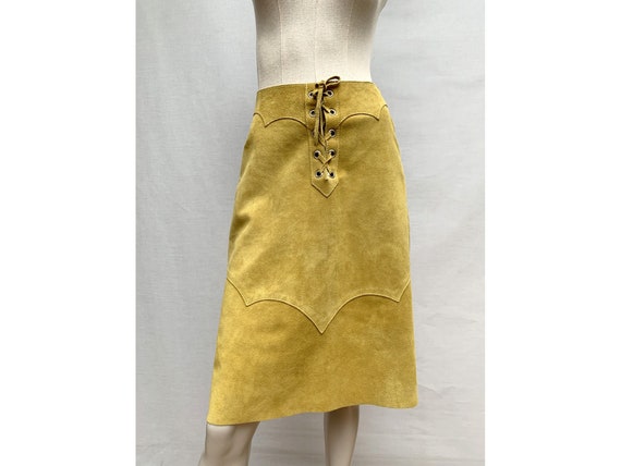 vintage MOD skirt // leather Suede skirt // A lin