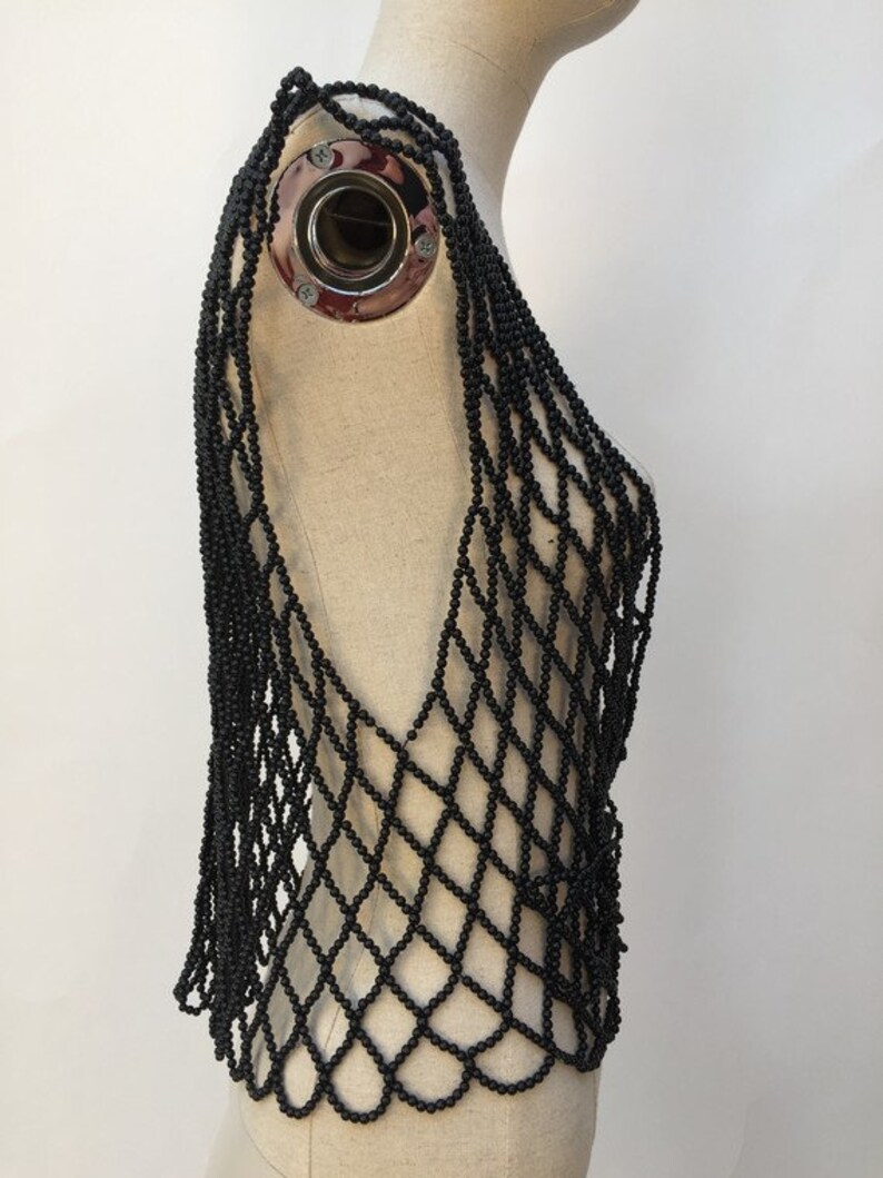 1930s handmade black Beads VEST size small to medium