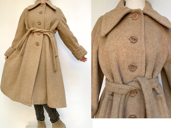 70s Llama & Wool vintage camel wool trench coat be