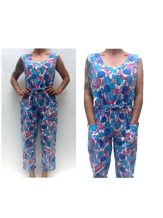 1950s summer JUMPSUIT // 1950s floral ROMPER // si