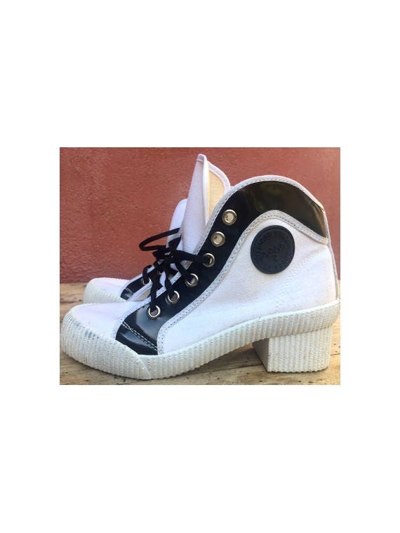 heeled sneakers white