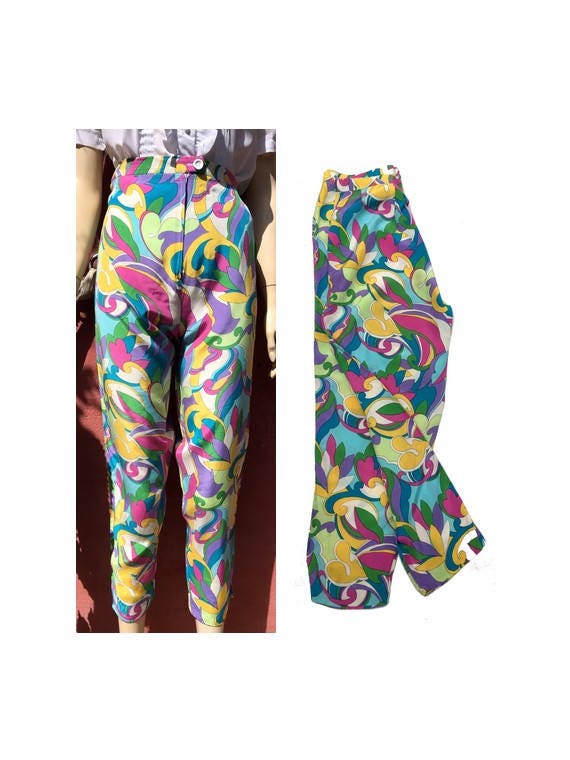 vintage 60s Pants floral pants summer pants PsyChe