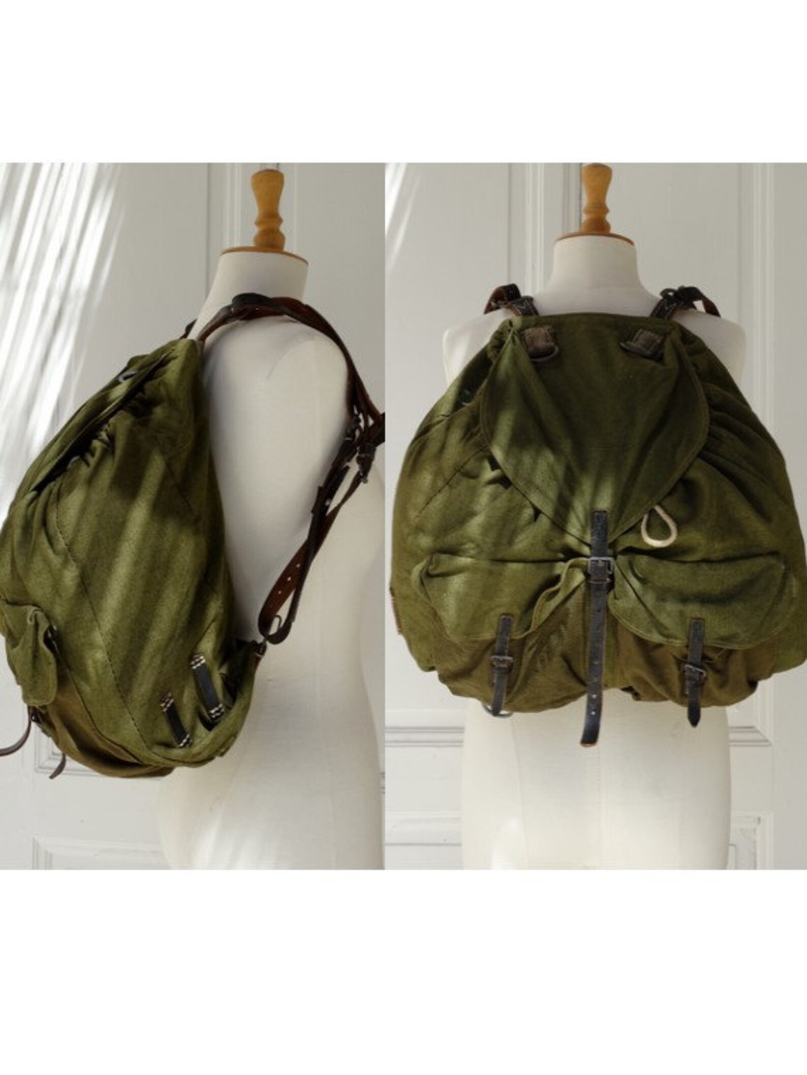 Vintage french ARMY Canvas Backpack Rucksack // Army Military Etsy
