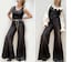 90s black shiny FLARES jumpsuit vintage jumpsuits black flares Overalls black  catsuit size eu 38-uk10-us6 