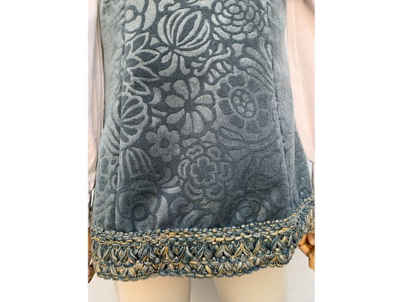 Vintage 60s VELVET tapestry sleeveless Jacket / W… - image 2