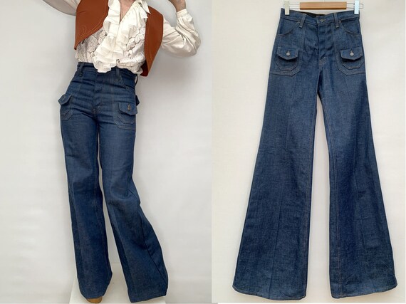 NOS 70/'s HIS denim jeans Bell Bottoms NWT Vintage Flares 26 x 34