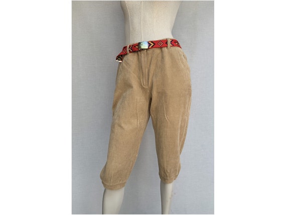 vintage 80s cropped PANTS // Beige corduroy Shor