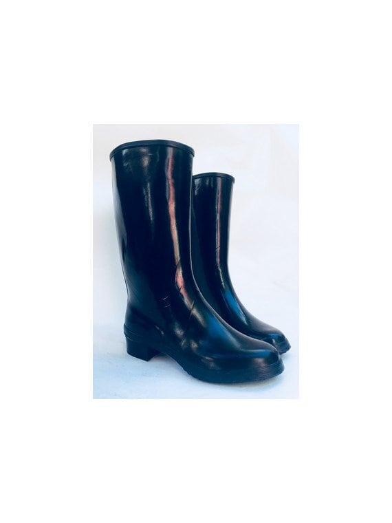 DEADSTOCK Vintage 60s BLACK Rubber Heeled Rain BOOTS 1960s Vynil Boots Black Boots Snow Boots Size Eu 37 Uk 4 Us 5.5 Etsy UK
