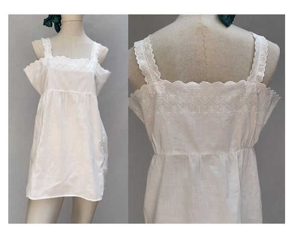 vintage white cotton TUNIC // sleeveless tunic//