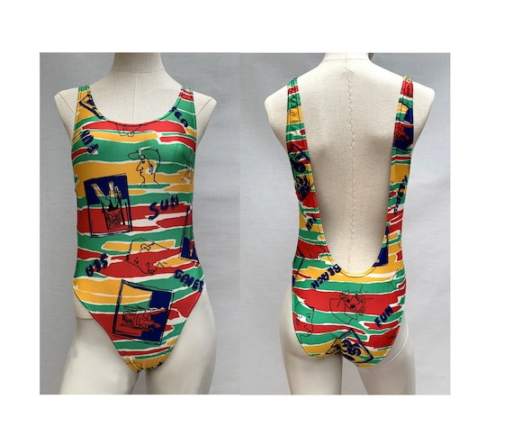vintage swimsuit //80s one piece // eighties swimw