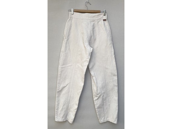 80s high waisted white Corduroy Cotton Tapered PA… - image 4
