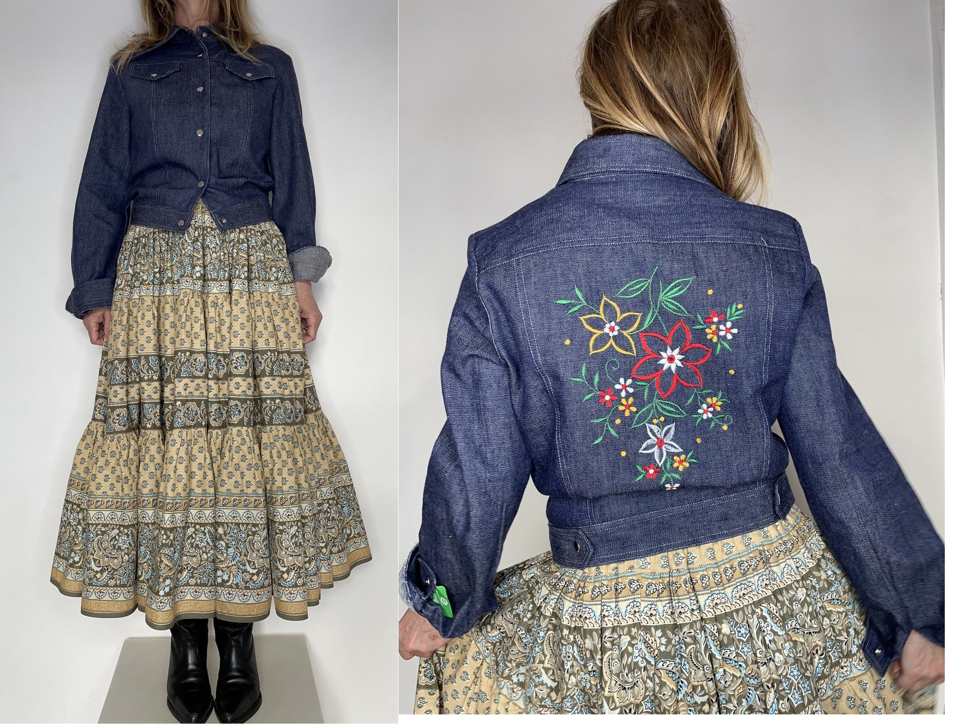 Floral Embroidered Denim JACKET - Etsy 