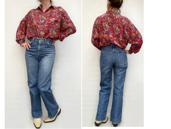 80s Floral oversized Cotton SHIRT blusa abotonada camisa - México