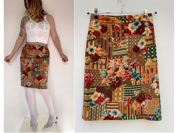 KENZO Women 80s High Waist Floral SKIRT Size Fr40-uk12-us6 - Etsy