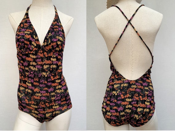 1960s Mod vintage Swimsuit one piece floral bikini