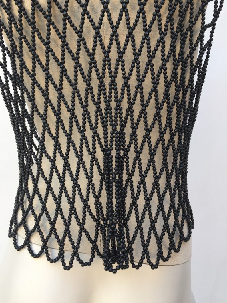 1930s handmade black Beads VEST size small to medium