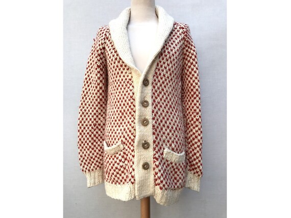 vintage 70s wool CARDIGAN / knitted wool cardigan/