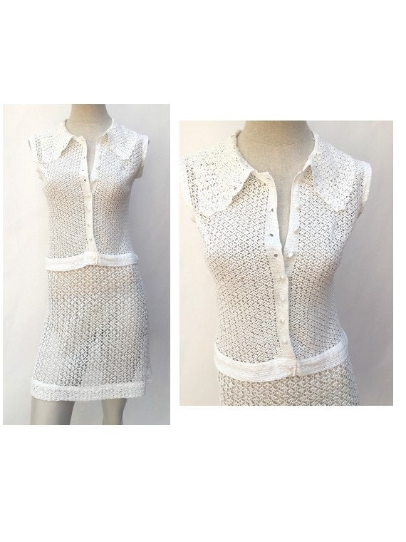 vintage 1920s 30s dress // antique CROCHET eyelet