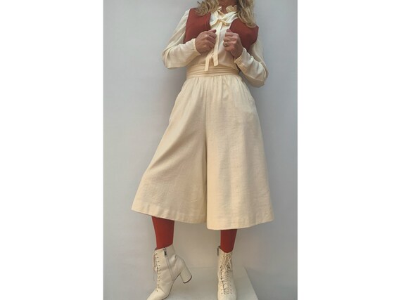 70s wool high waist Skirt Pants 70s short pants fl