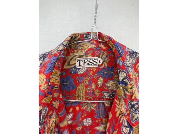 80s Floral oversized Cotton SHIRT blouse buttonne… - image 3