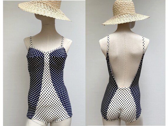 vintage 60s Polka Dot One -piece SWIMSUIT 60s swi