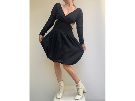 claude knit dress 1980s Claude Montana Ribbed Cotton Knit Dress Wayward Collection