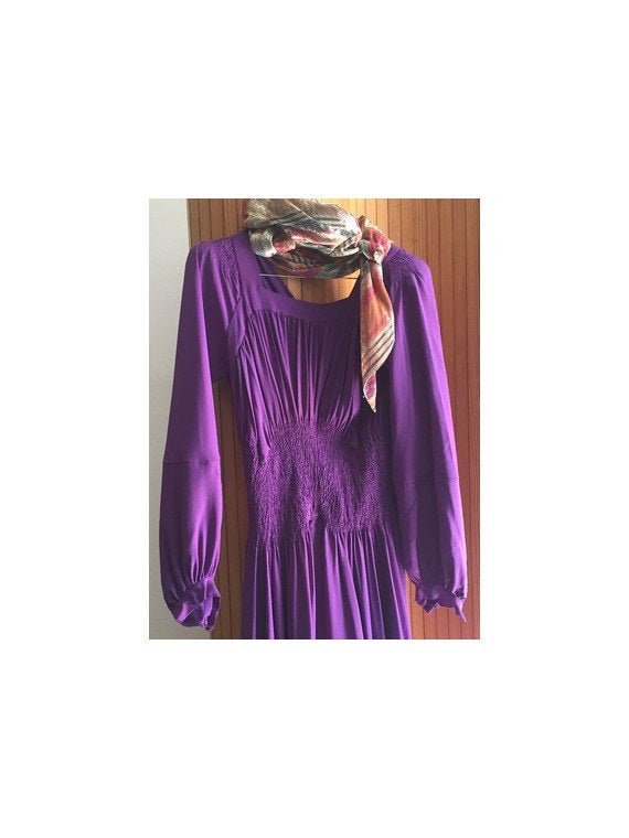 Vintage 1930s Purple SILK smock waist long leeves