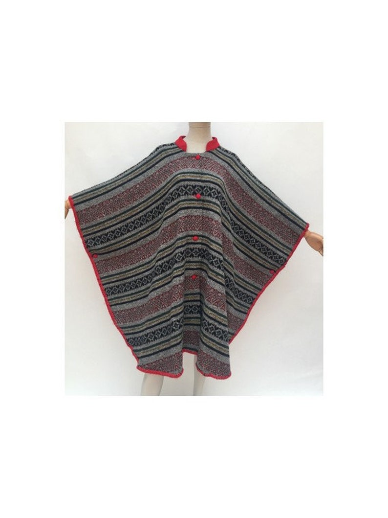 1980s Large wool Southwestern CAPE coat 1980s Large wool PONCHO one size