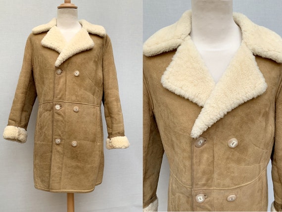 SHEARLING Men 70s COAT / 70s men sheepskin coat /