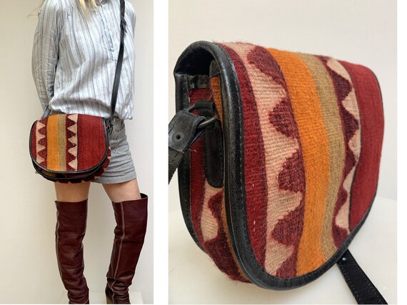 80s southwestern Tapestry rug HANDBAG crossbody KI