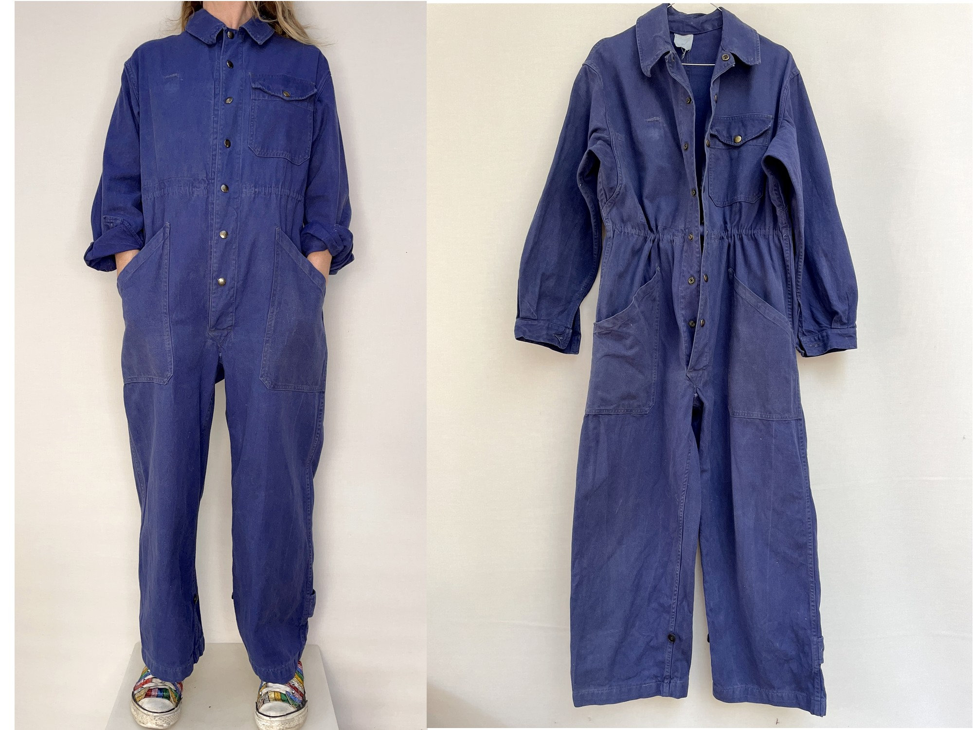 1960er Jahre S.A.V.O le creusot französische Arbeitskleidung vintage  Mechaniker Klempner Coveralls bleu de travail Größe M | T-Shirts