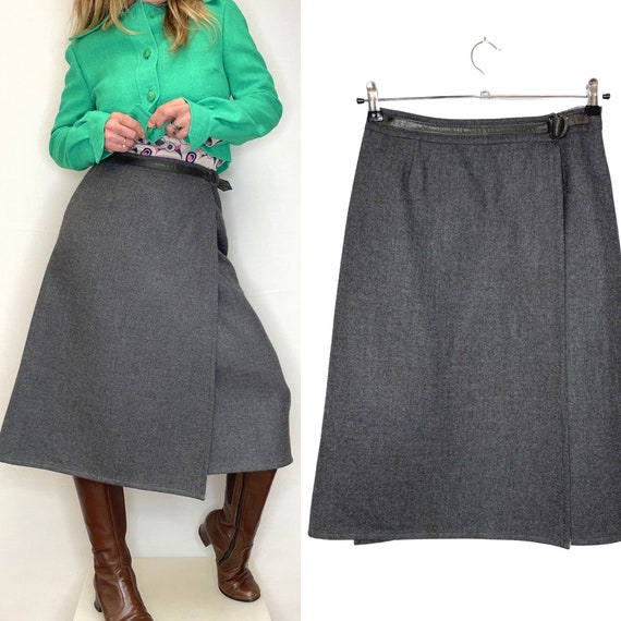 CELINE vintage フランス製 ウールスカート 40 CÉLINE Vintage Wrap Skirt Suit Skirt Wool Size Fr 40 - Etsy
