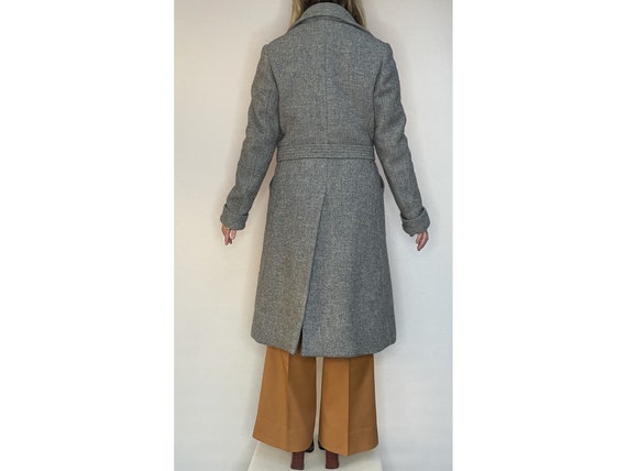 women wool 70s Trench COAT winter grey wool belte… - image 4