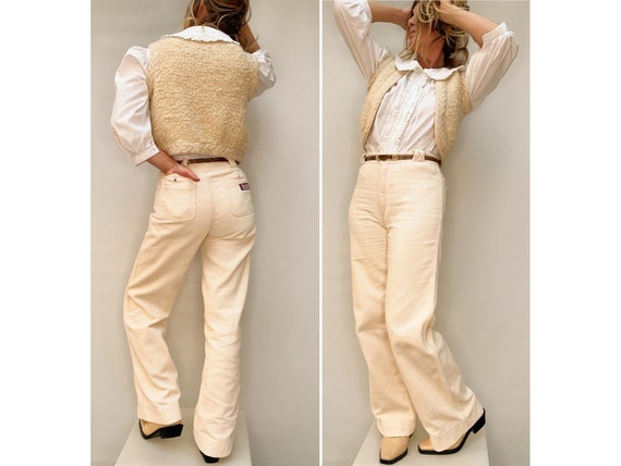 Vintage 70s beige CORDUROY flared high waist PANTS