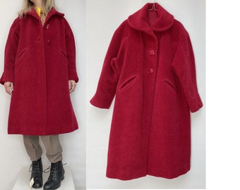 women 1940s wool winter Warm Overcoat after war french coat size M