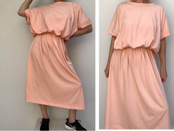 80s cotton oversized DRESS summer dress midi lengh