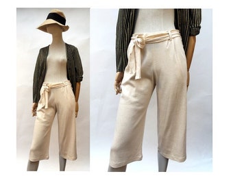 90s  vintage RYKIEL // 90s  Sonia RYKIEL cotton Short PANTS // cropped pants // flared pants // pedal pusher //  size Small