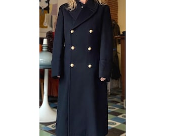 la belle jardinière Navy 1960 vintage wool long coat size Man 46