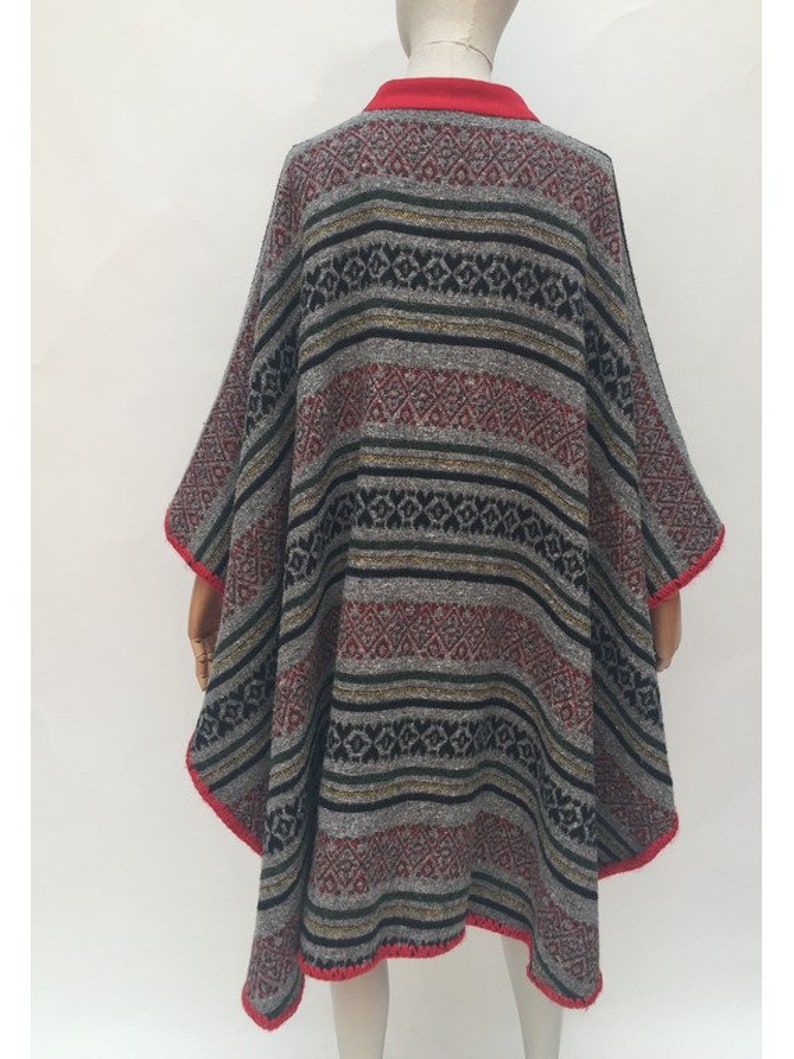 1980s Large wool Southwestern CAPE coat 1980s Large wool PONCHO one size