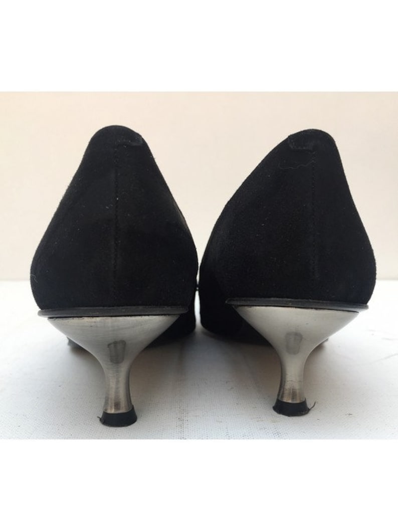 Guy LAROCHE 1990s  black suede pointy Metal heeled Moccasins  size eu 39 uk 5.5-us7.5