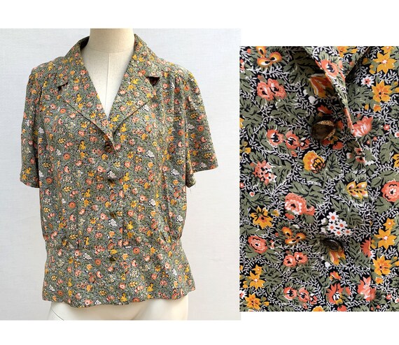 vintage floral top // vintage cotton blouse // pad