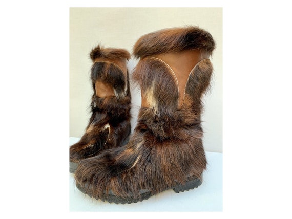 60s DATCHA yeti BOOTS / patchwork fur and leather